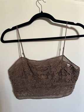 Free People Tan Crochet Lace Bandeau Crop Top